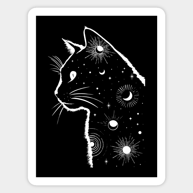 Black Galaxy Cat Sticker by emanuelacarratoni